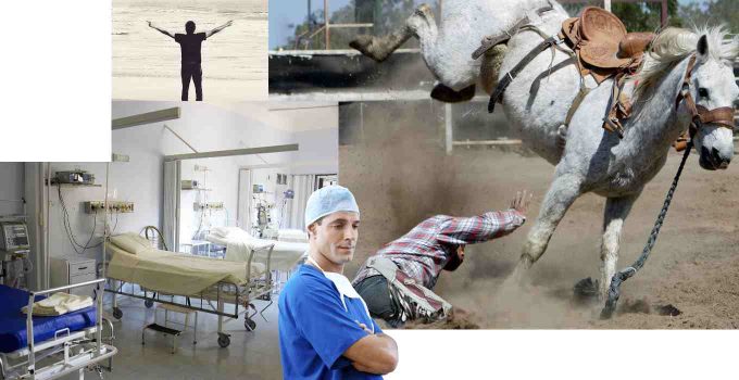 Man in Horse accident collage