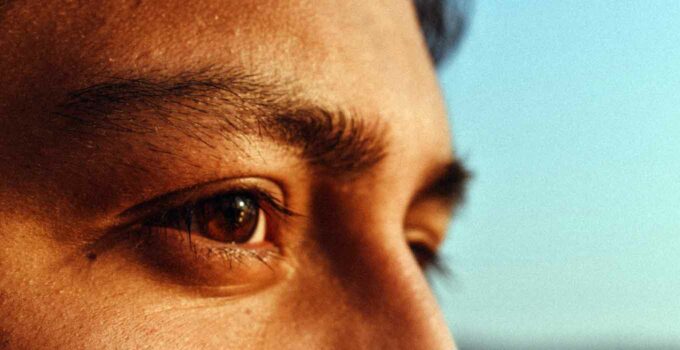 Closeup of a man's eyes.