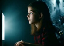 A young girl watching porn, manipulated by darkness.