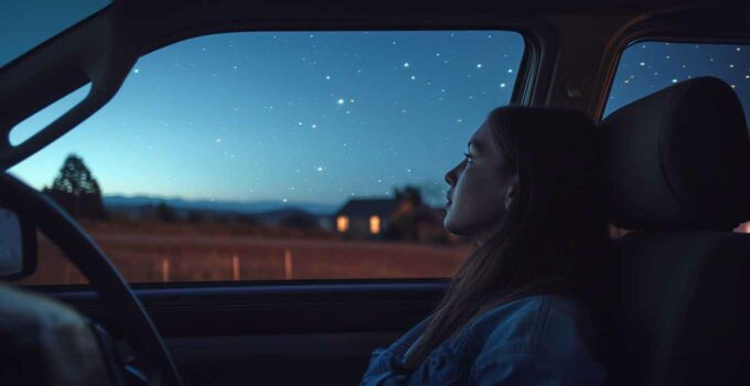 Young woman watching stars.